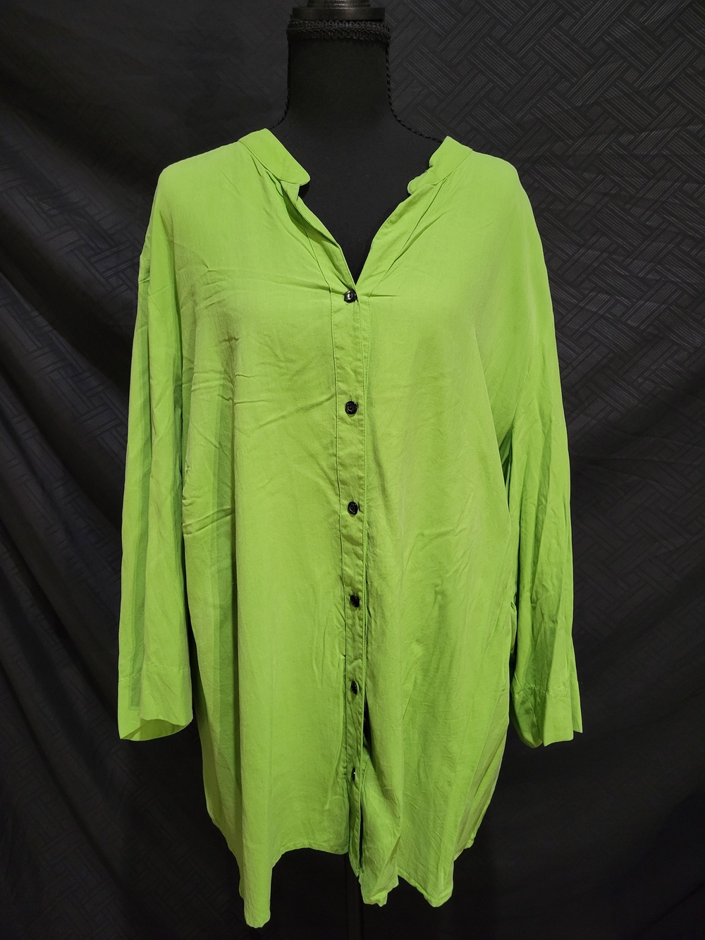 Sag Harbor Womens Large Green 100% Silk Long Sleeve Button Down Shirt 24W